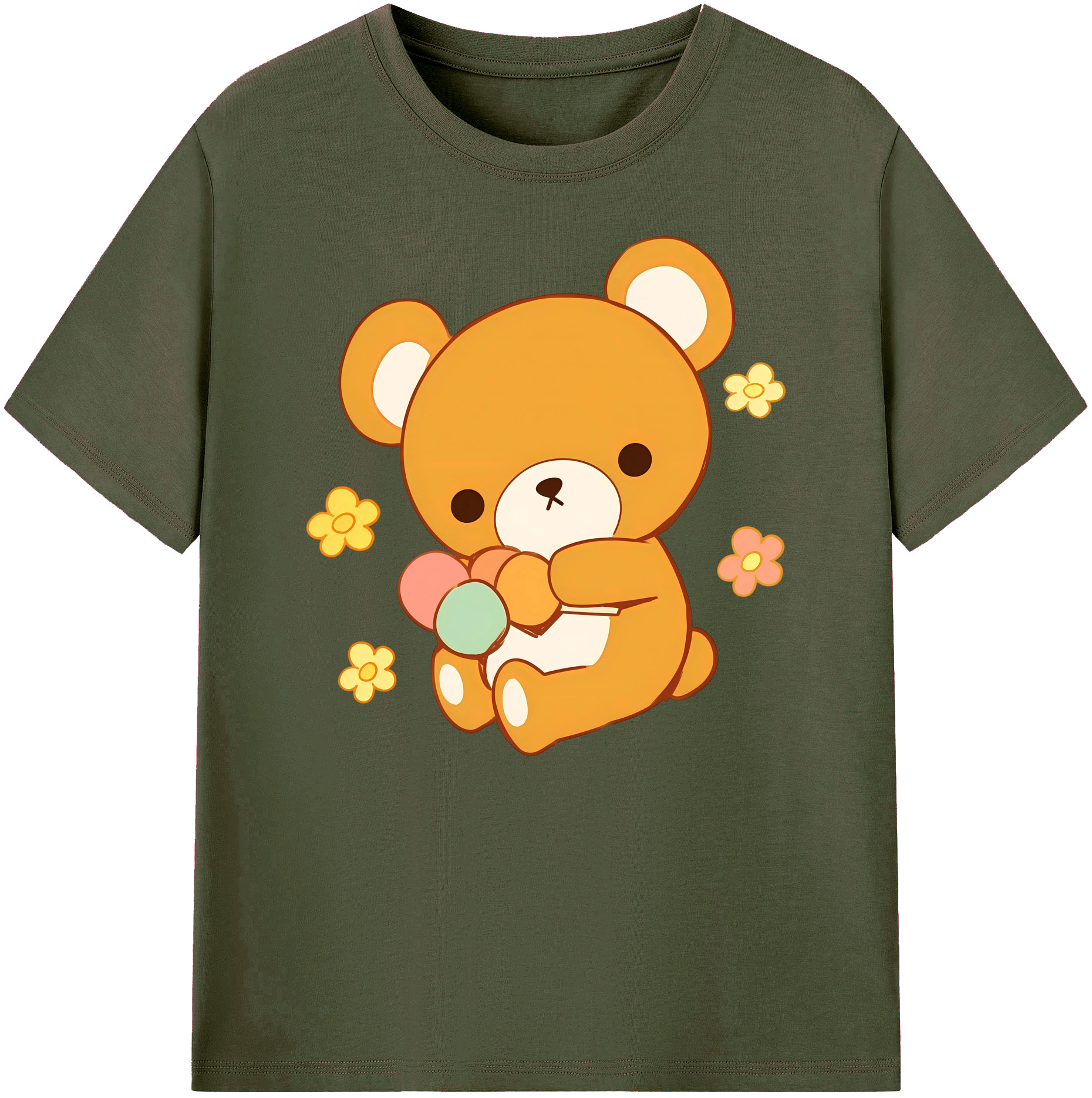（画像用） リラックマ リラックマ キイロイトリ Rilakkuma Korilakkuma Kiiroitori 綿100％ メンズ半袖Tシャツ｜肌触りやわらか＆通気性